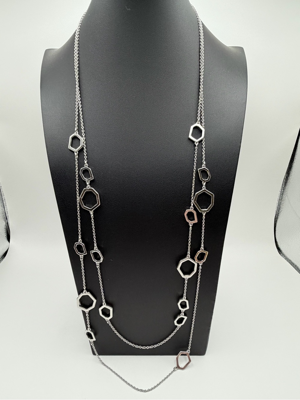 Anne Taylor Elegant Silver Multi-Chain Geometric Necklace - Silver tone